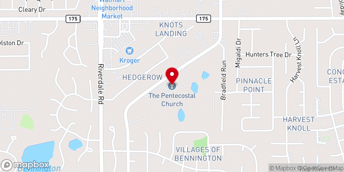 Map showing location of The Pentecostal Church