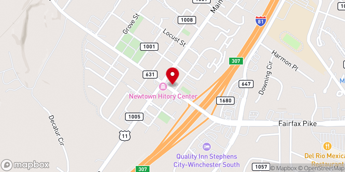 Map showing location of Trinity Lutheran Church