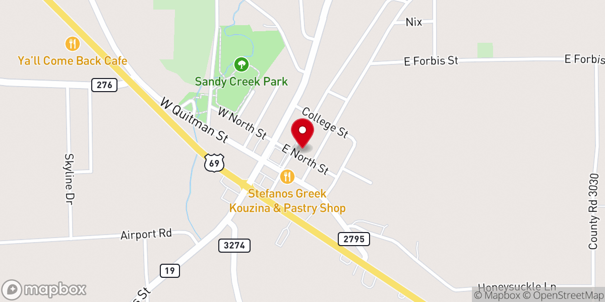 Map showing location of Emory Baptist Church