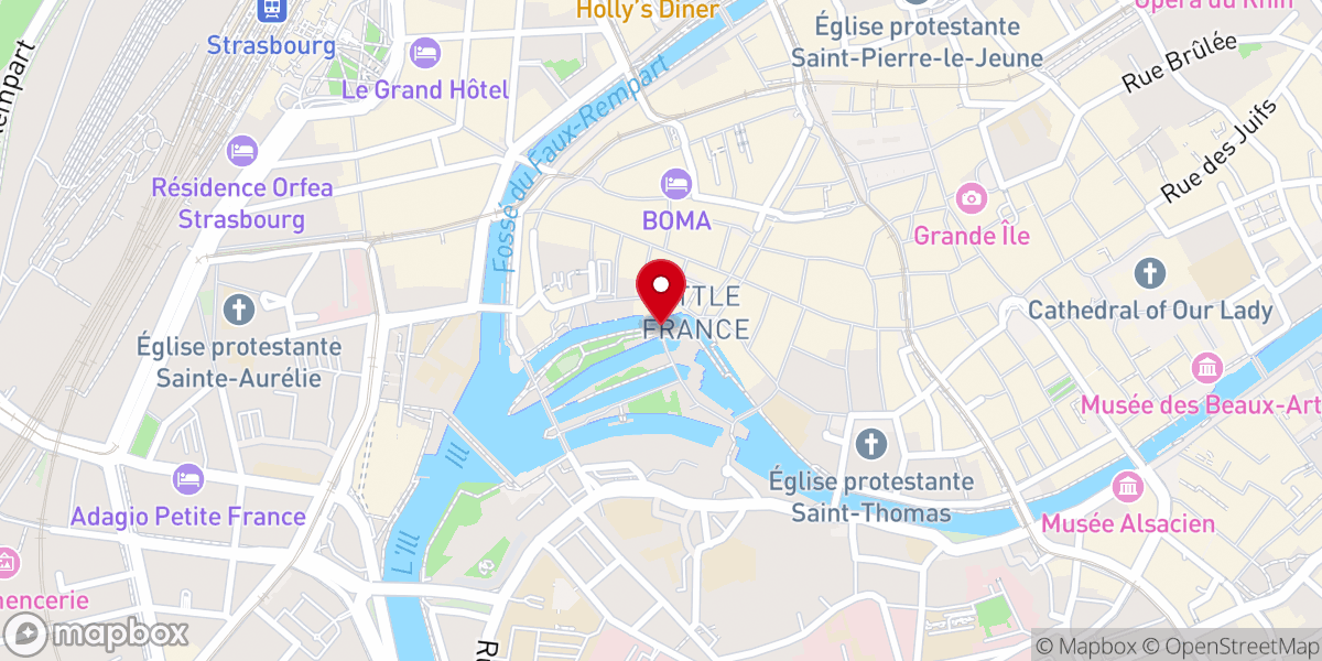 Map showing location of Quartier de La Petite France
