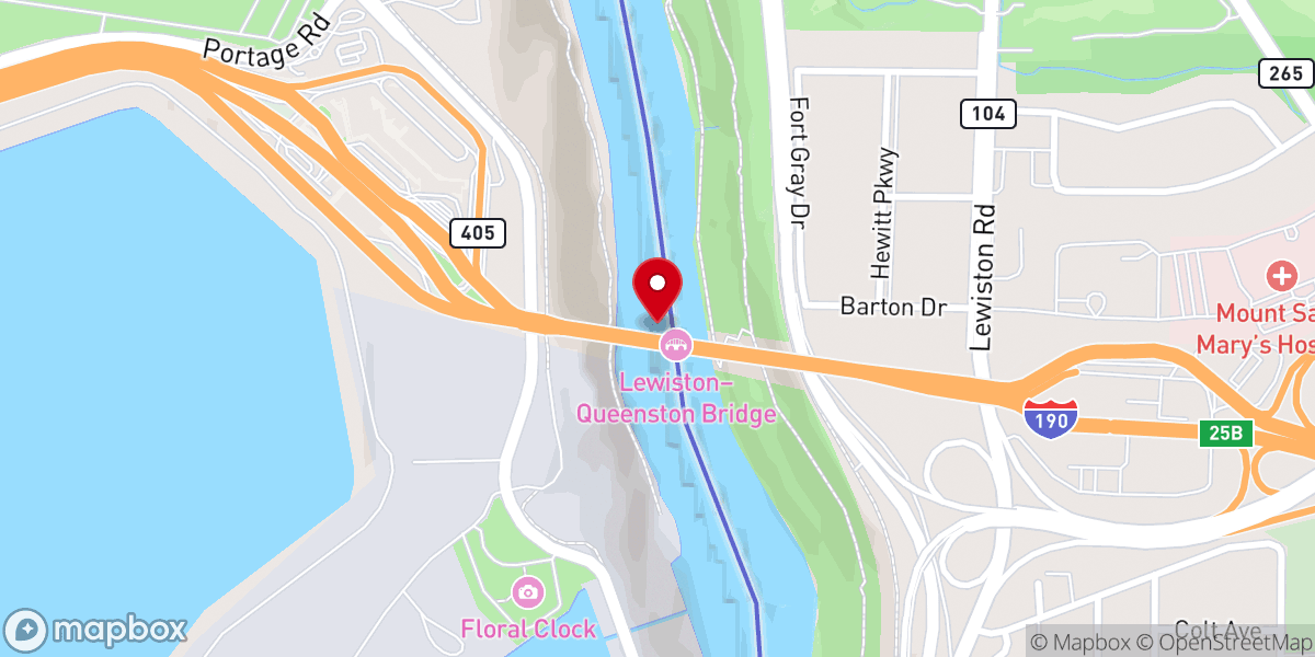 Map showing location of Lewiston-Queenston Bridge