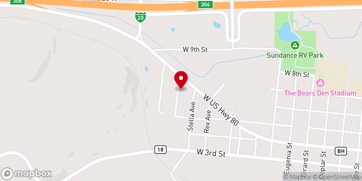 Map showing location of Crossroads Baird Church of God