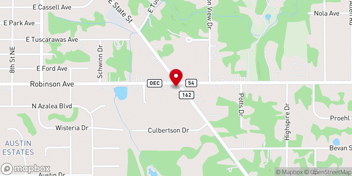 Map showing location of Barberton Church of Christ