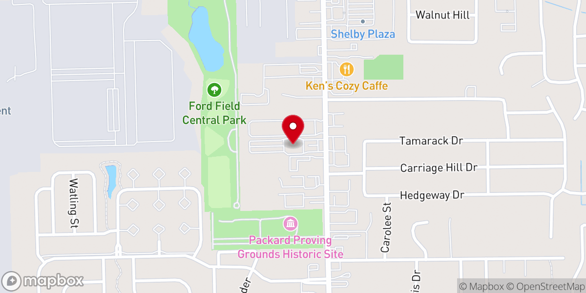 Map showing location of Shelby Banquet Center