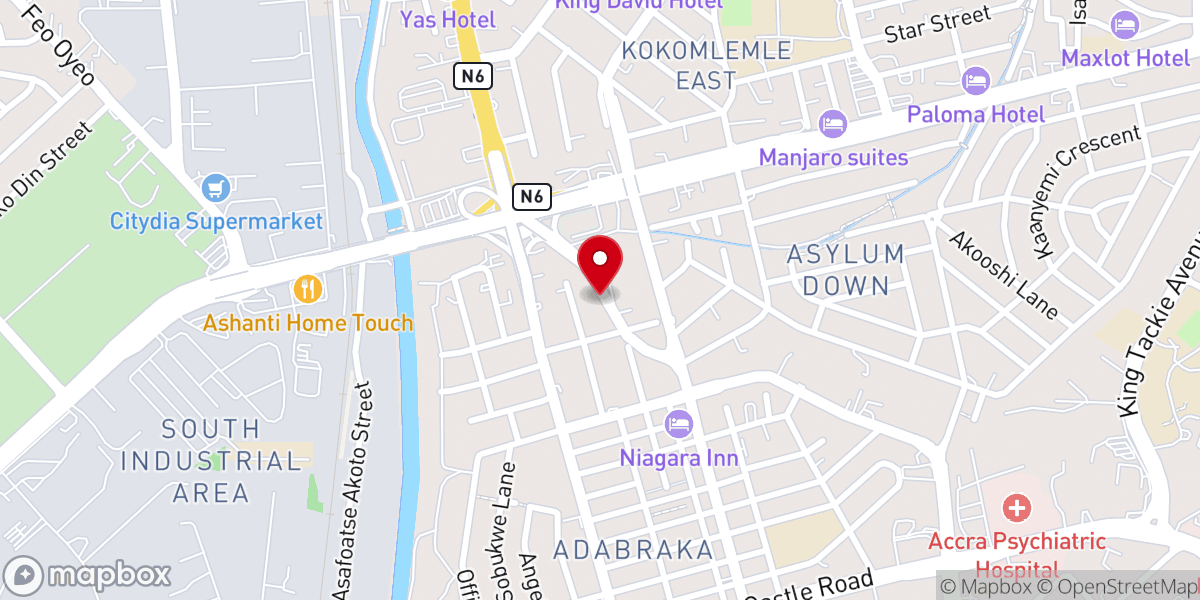 Map showing location of Calvary Baptist Church Adabraka