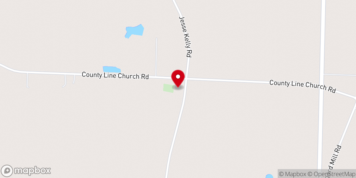 Map showing location of County Line Church