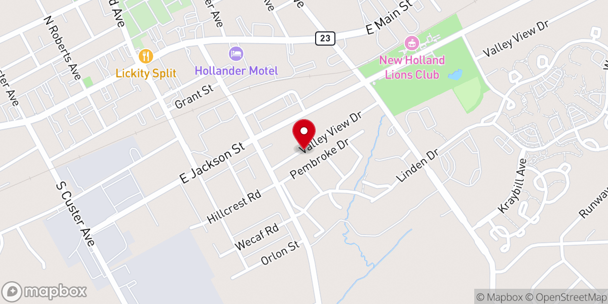 Map showing location of Community Church at Garden Spot Village