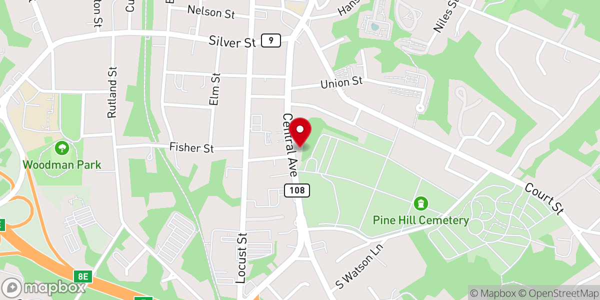 Map showing location of Dover Friends Meeting House