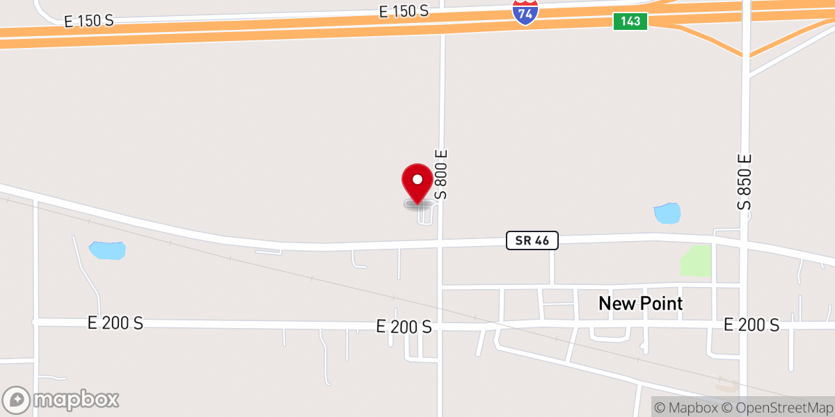 Map showing location of New Point Christian Church