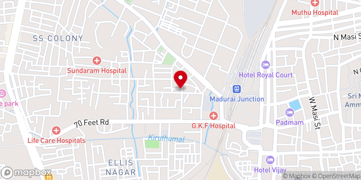 Map showing location of Annai Madha Aalayam
