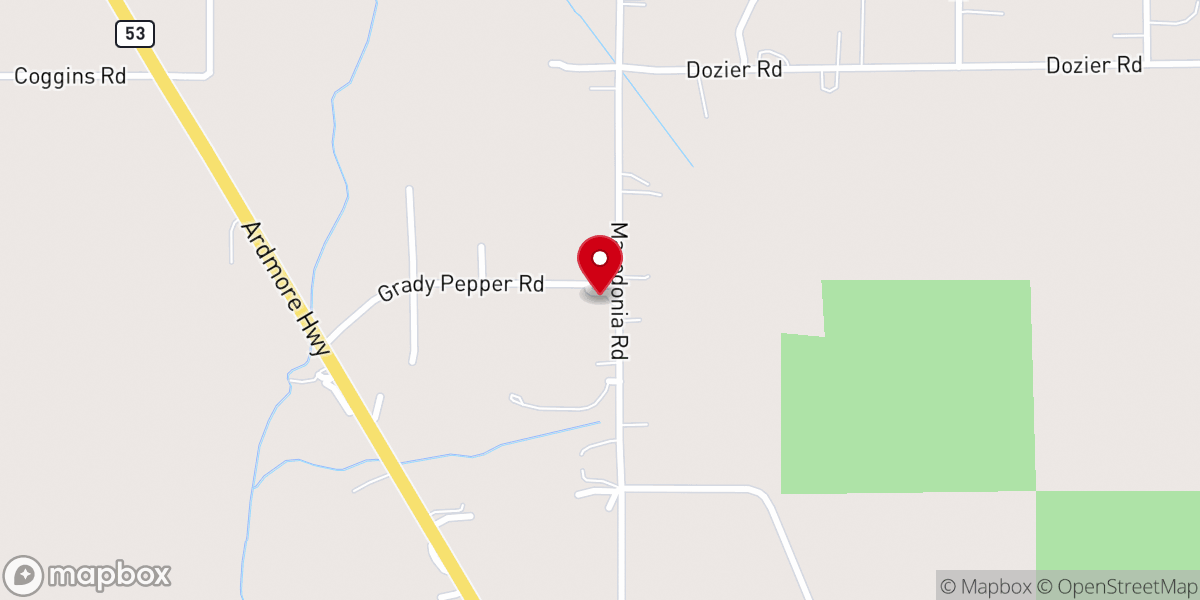 Map showing location of Macedonia Holiness Church