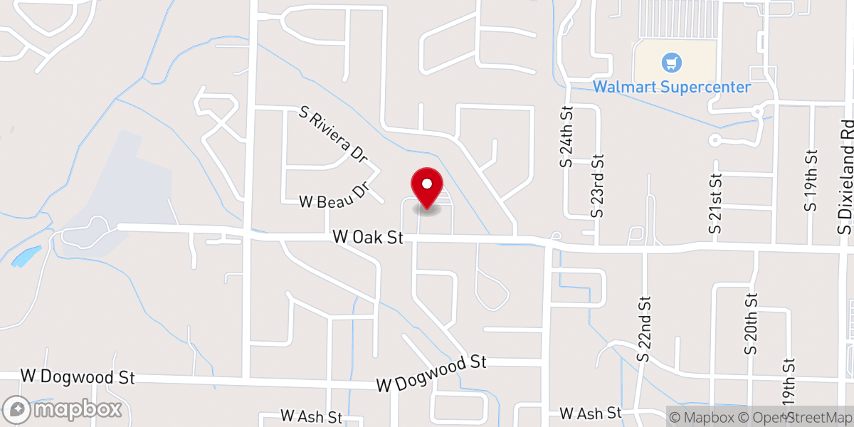 Map showing location of Rogers Christian Church