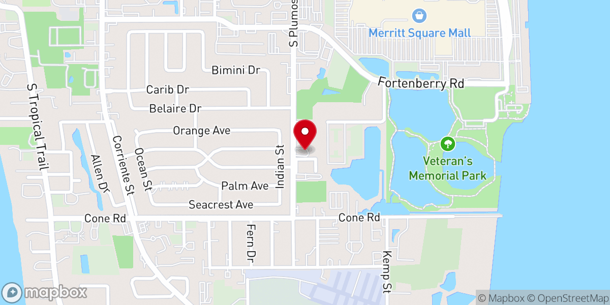 Map showing location of Merritt Island Church of Christ