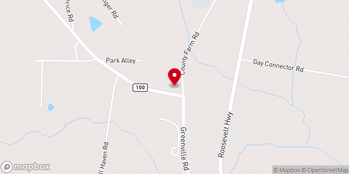 Map showing location of New Springfield Baptist Church