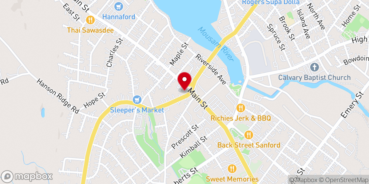 Map showing location of Sanford Unitarian Universalist Church