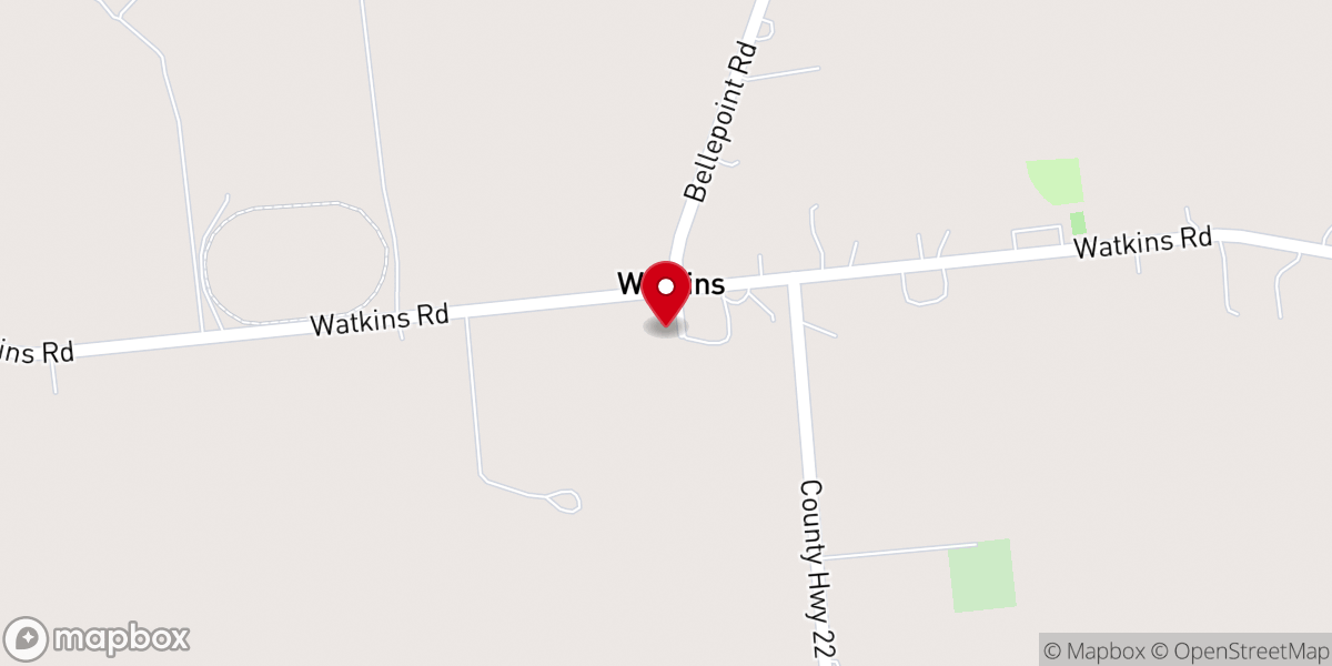 Map showing location of Watkins Community Church