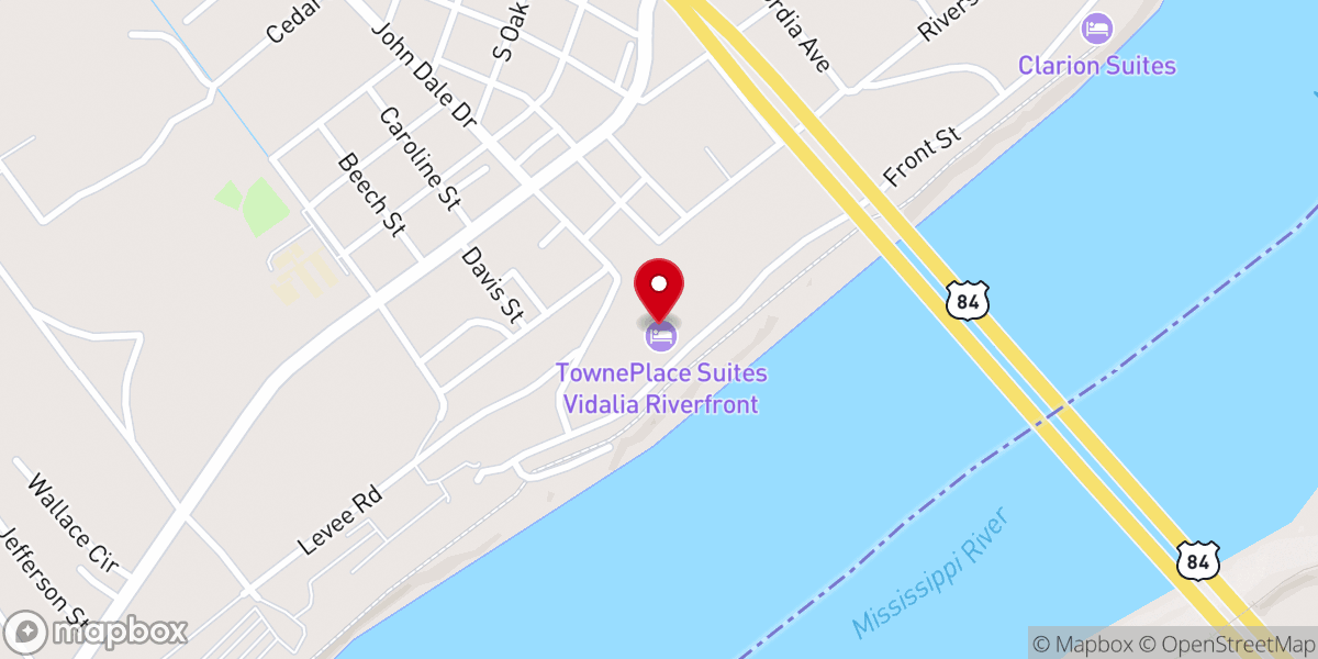 Map showing location of TownePlace Suites by Marriott Vidalia Riverfront