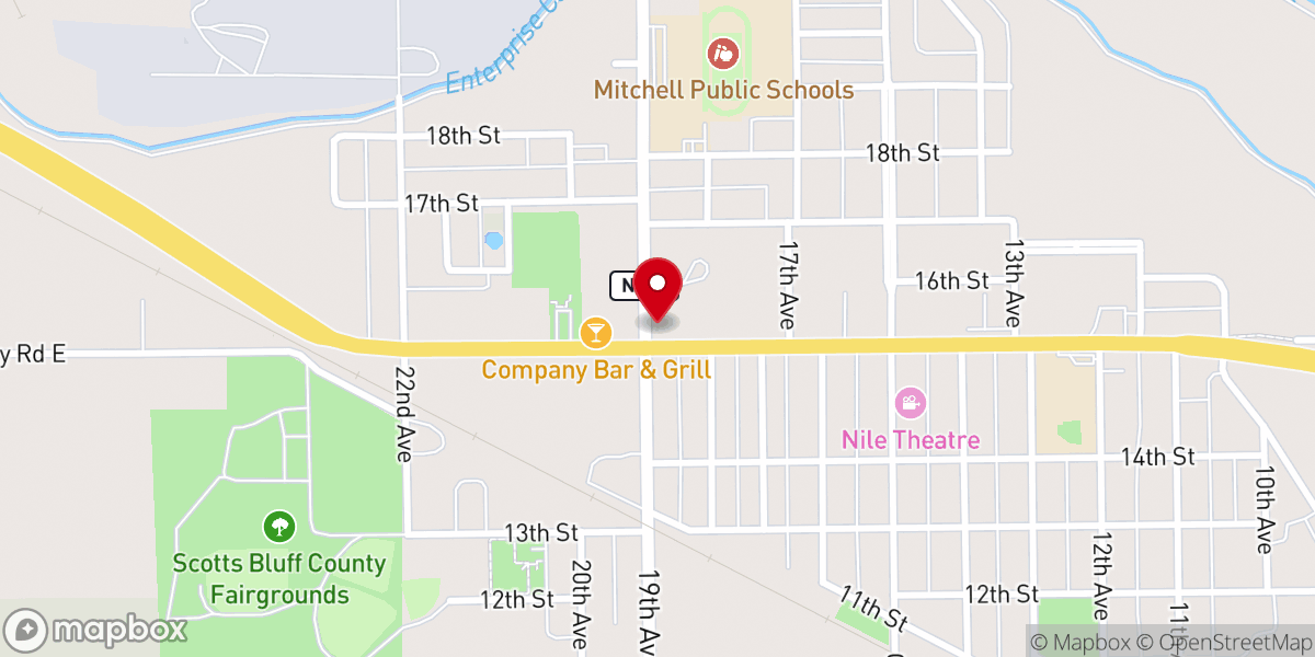 Map showing location of The Vine United Methodist Church - Mitchell, Nebraska