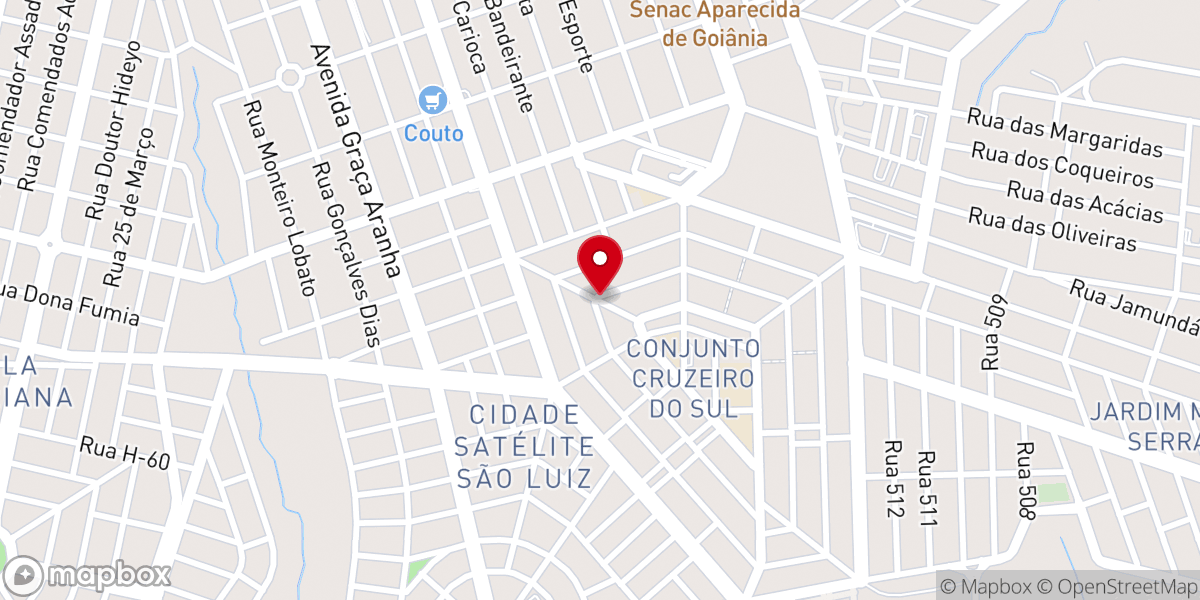 Map showing location of Primeira Igreja Batista em Aparecida de Goiânia