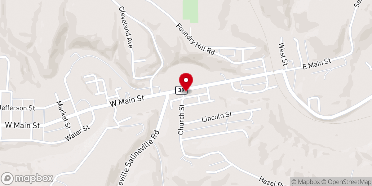 Map showing location of Salineville United Methodist Church