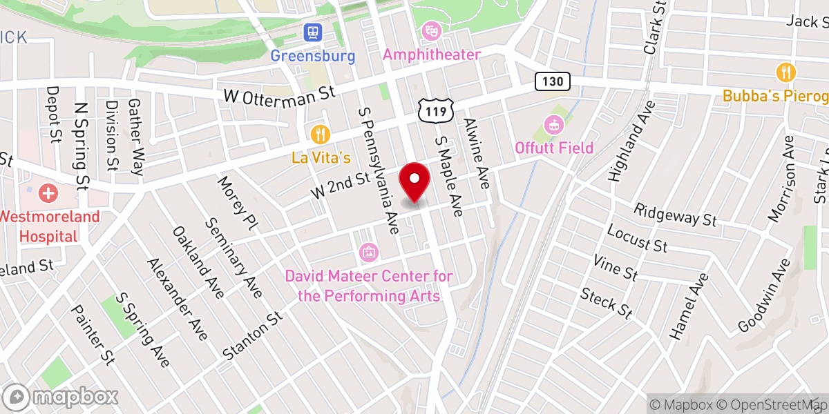 Map showing location of First Evangelical Lutheran Church