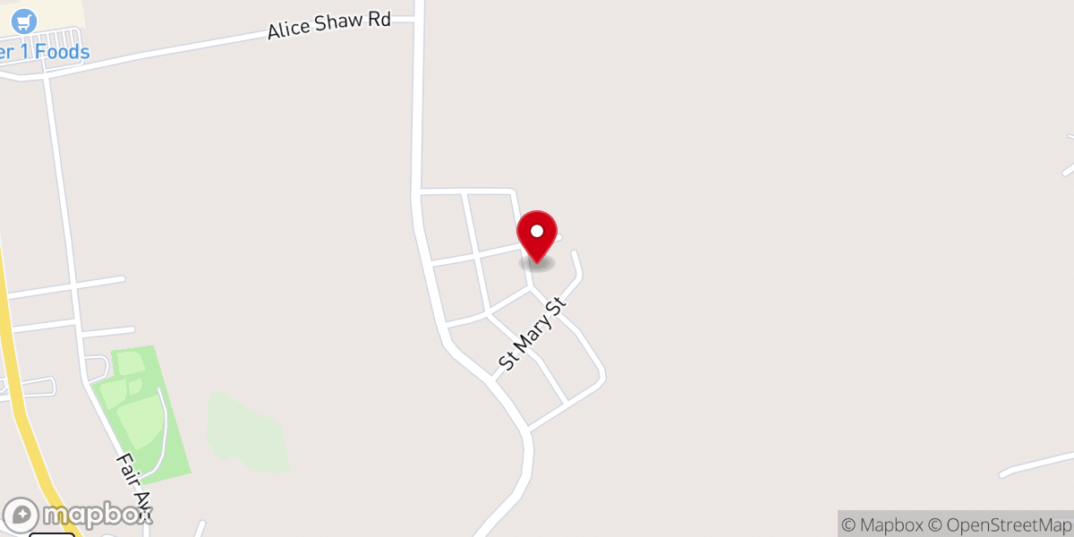 Map showing location of True Gospel Baptist Church