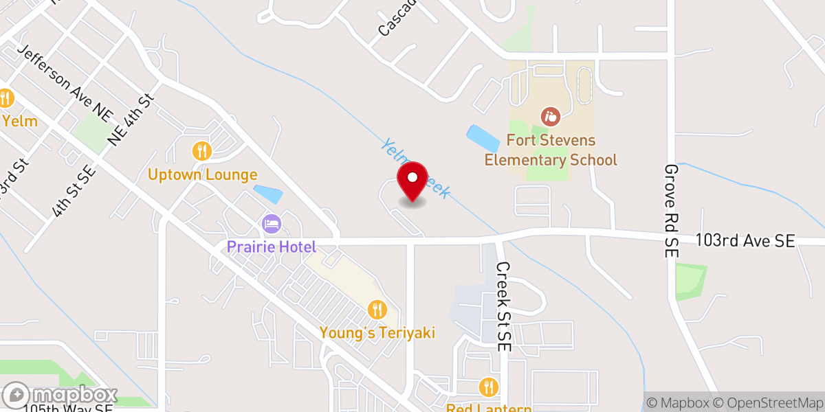 Map showing location of Yelm Prairie Christian Center Meal Program - Food Distribution Center