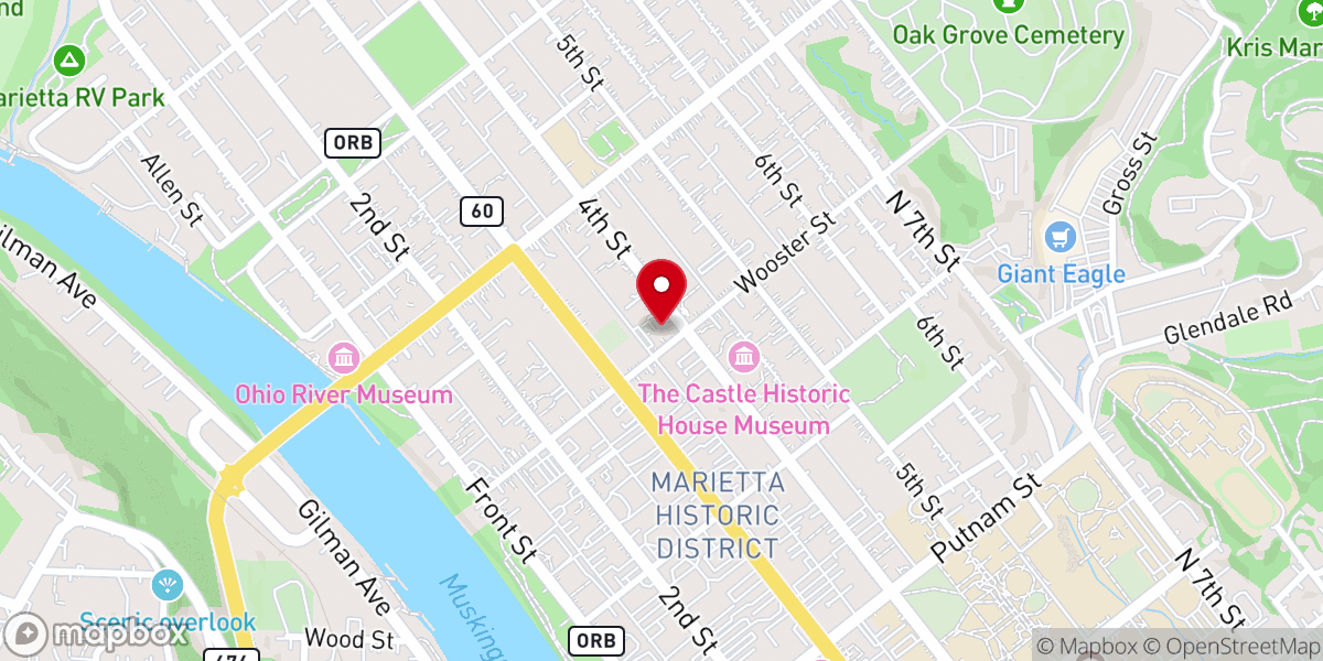 Map showing location of First Presbyterian Church