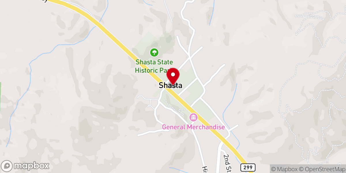 Map showing location of Shasta State Historic Park