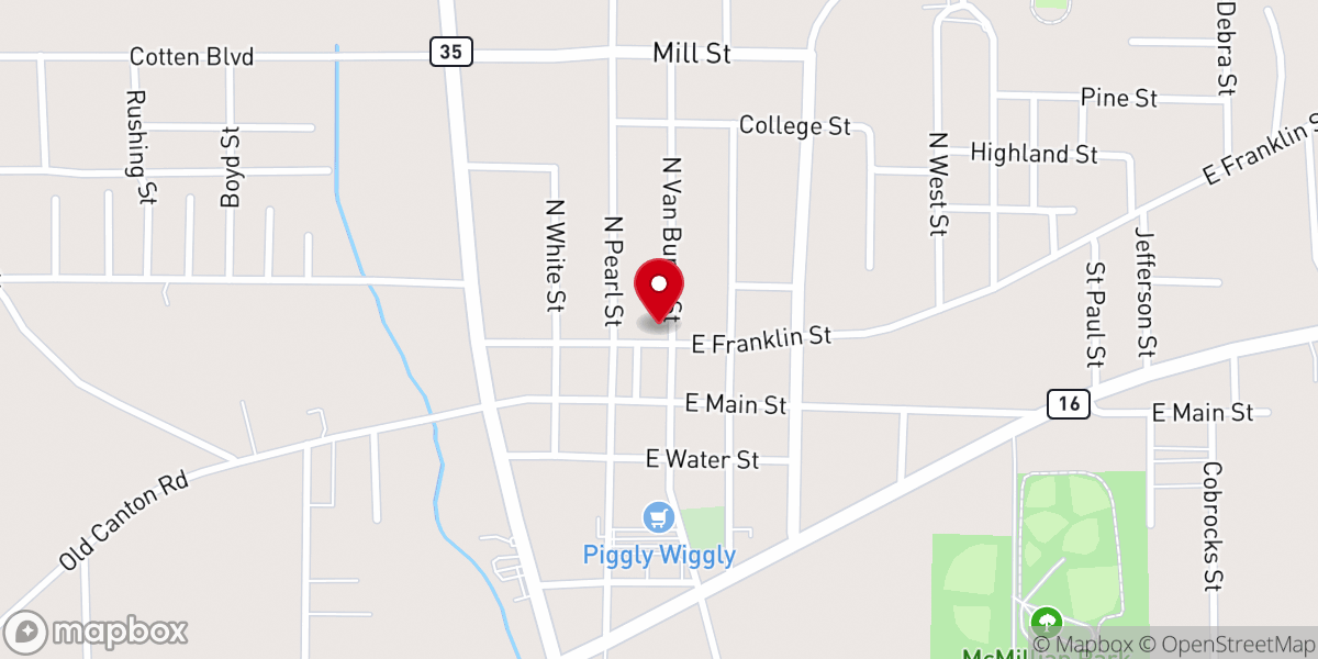 Map showing location of Carthage United Methodist Church
