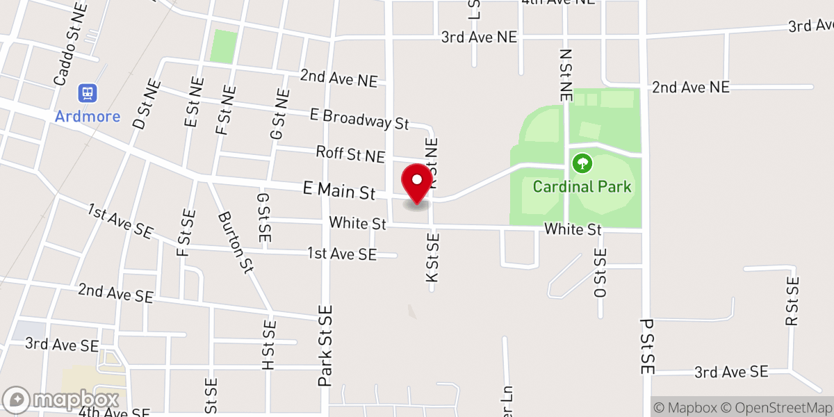 Map showing location of East Main Church of Christ