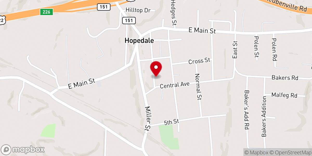 Map showing location of Bethel United Methodist Church