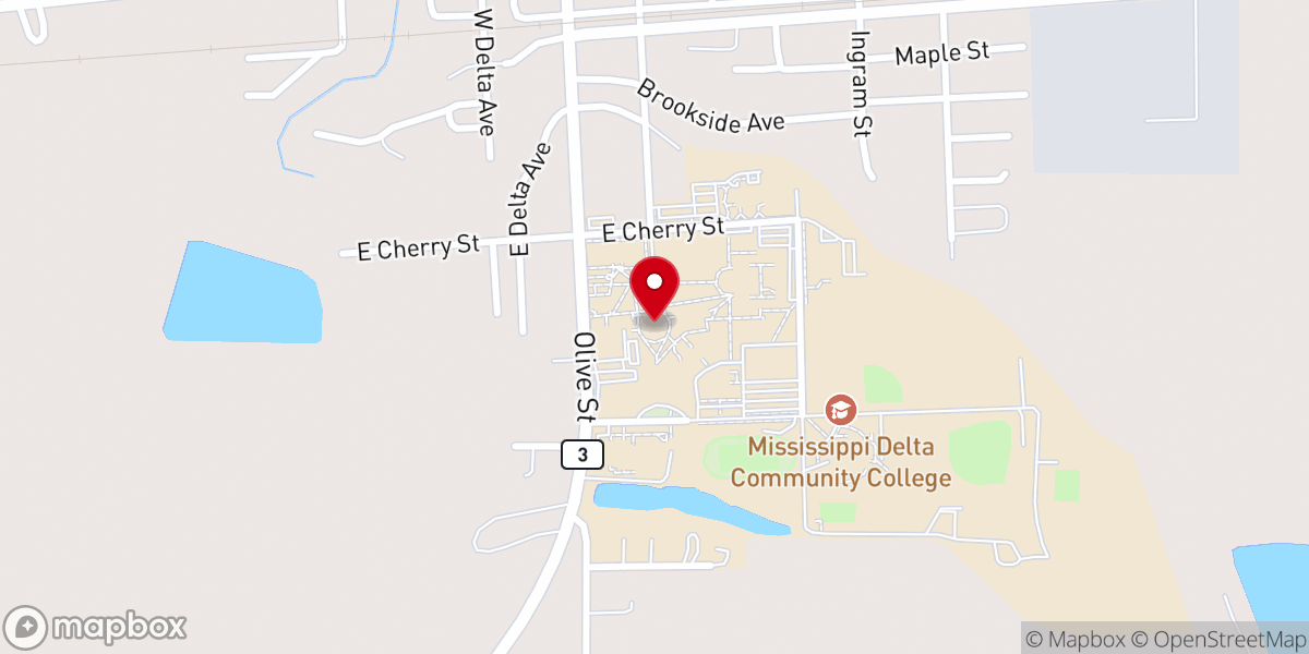 Map showing location of Mississippi Delta Community College