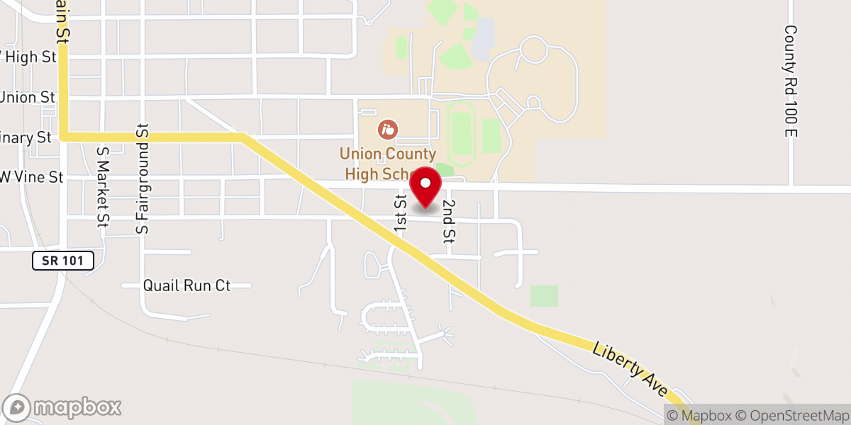 Map showing location of Liberty Pentecostal Church