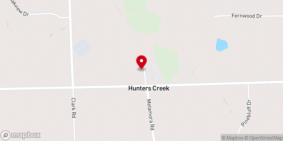 Map showing location of Hunters Creek Community Church
