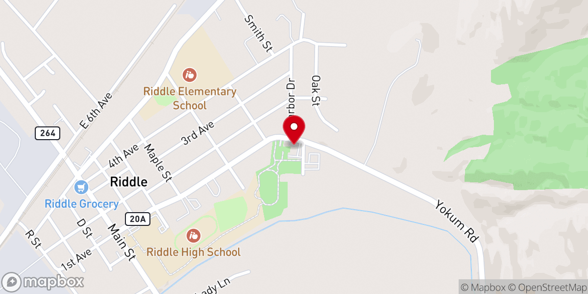 Map showing location of Riddle City Hall
