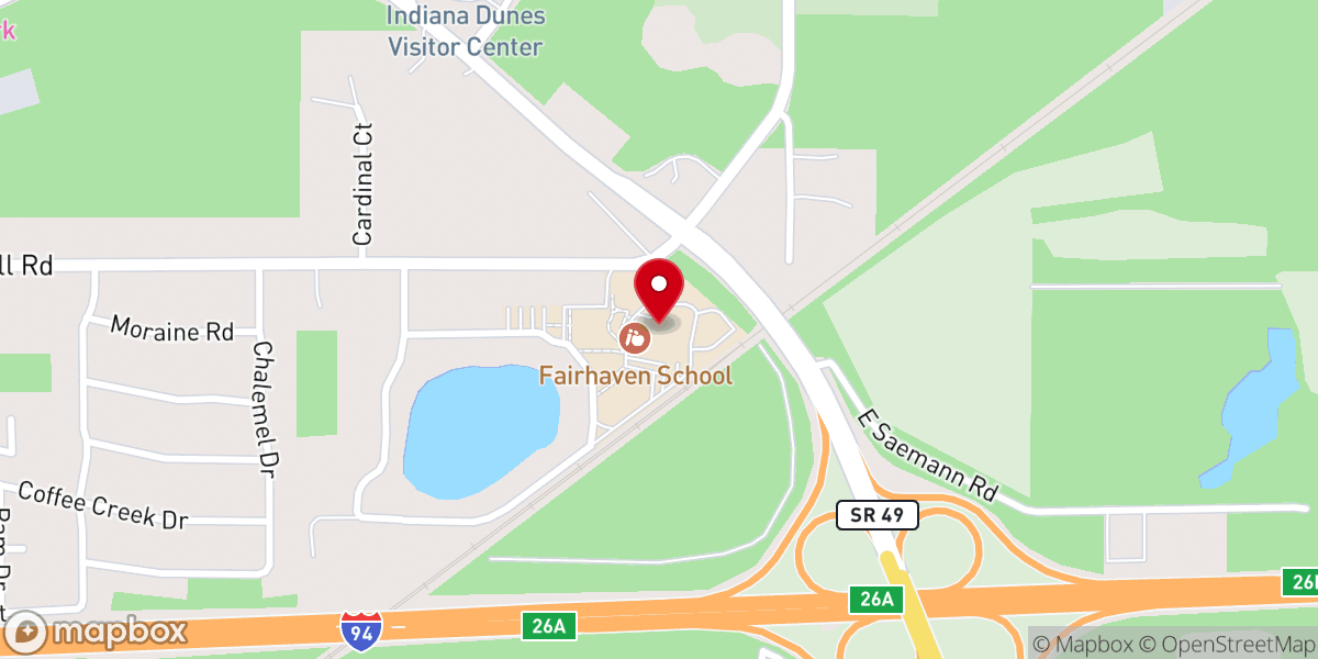 Map showing location of Fairhaven Baptist College
