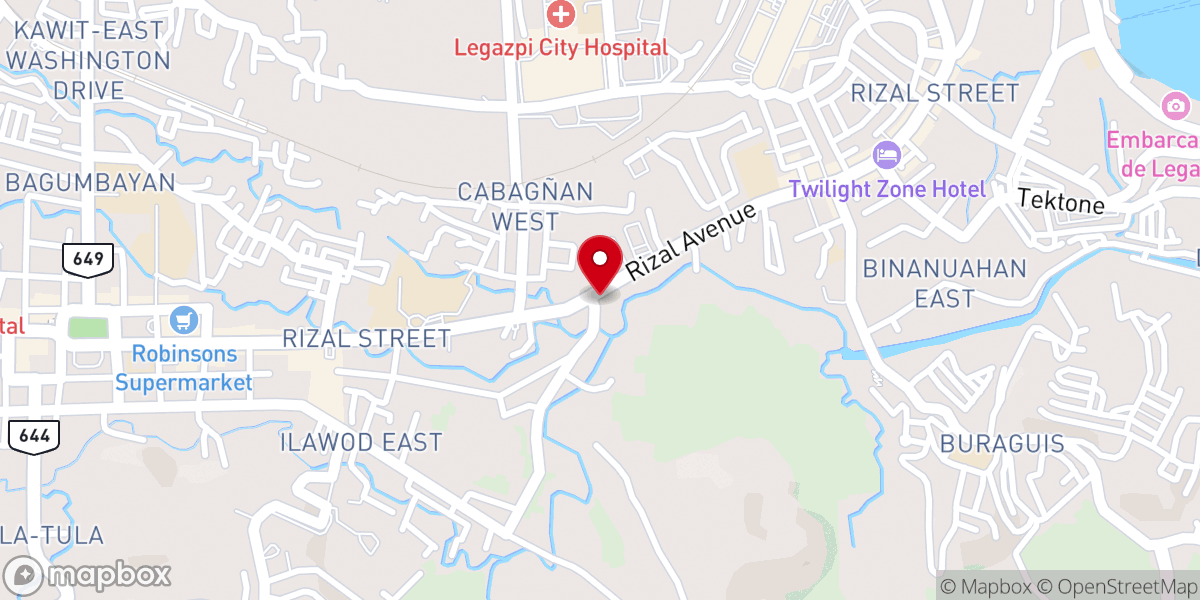 Map showing location of City Hope Church - Legazpi