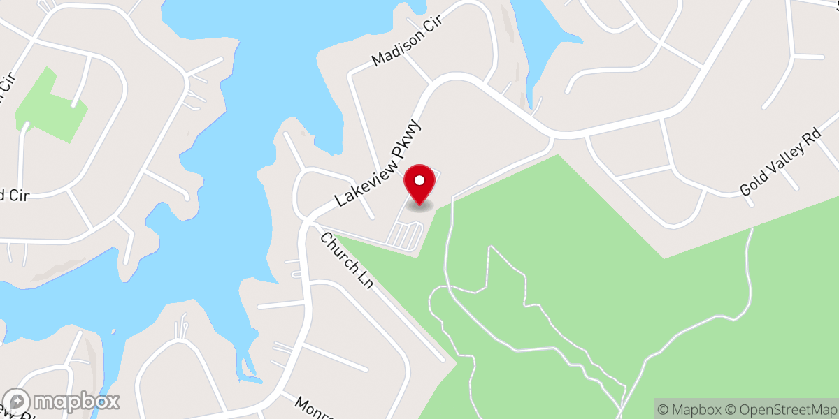 Map showing location of The Lake of the Woods Church
