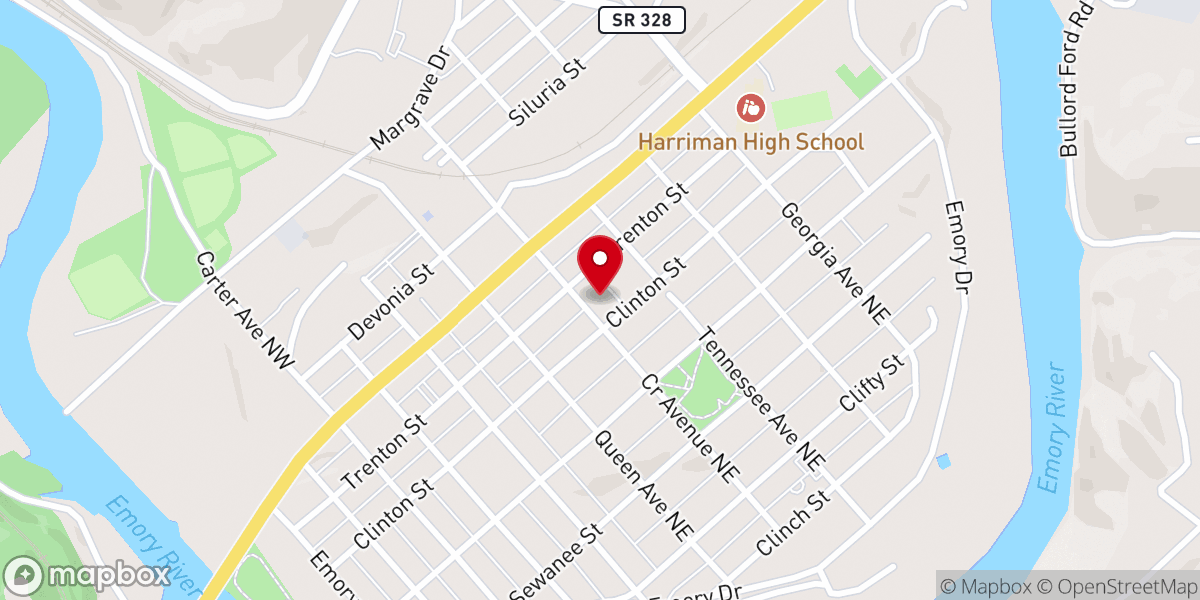 Map showing location of First Presbyterian Church of Harriman