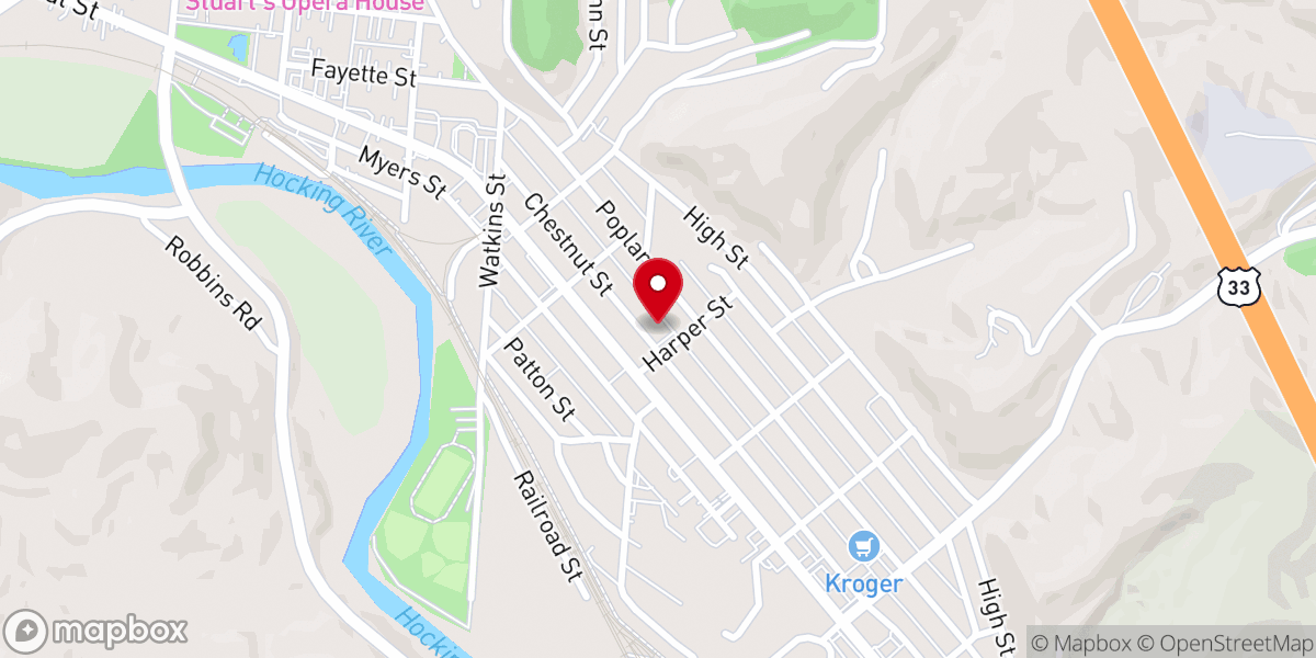 Map showing location of Nelsonville Wesleyan Church