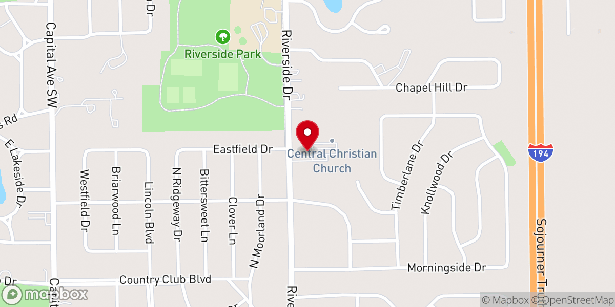 Map showing location of Central Christian Church