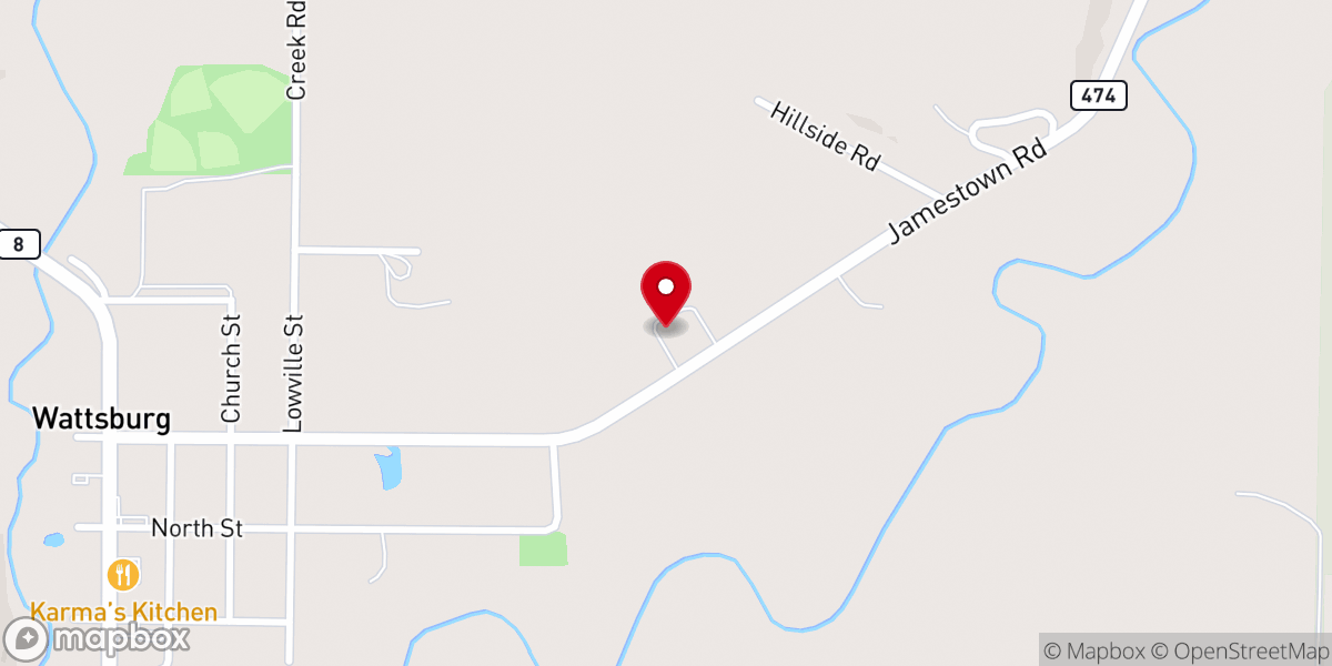 Map showing location of Wattsburg United Methodist Church