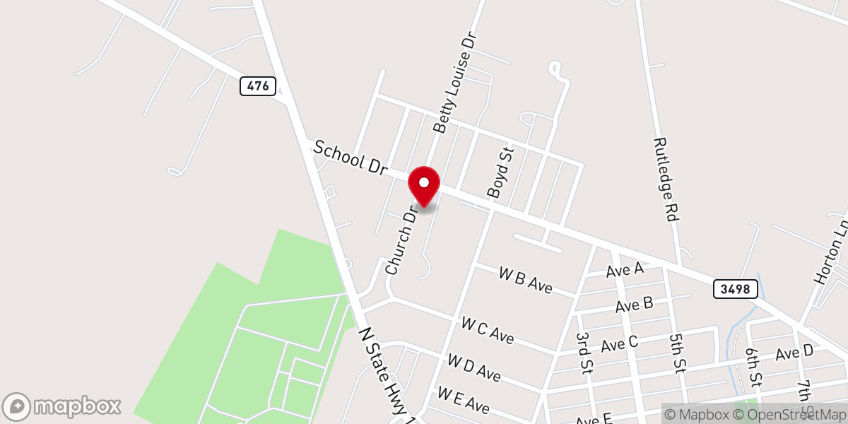 Map showing location of Hosanna Baptist Church