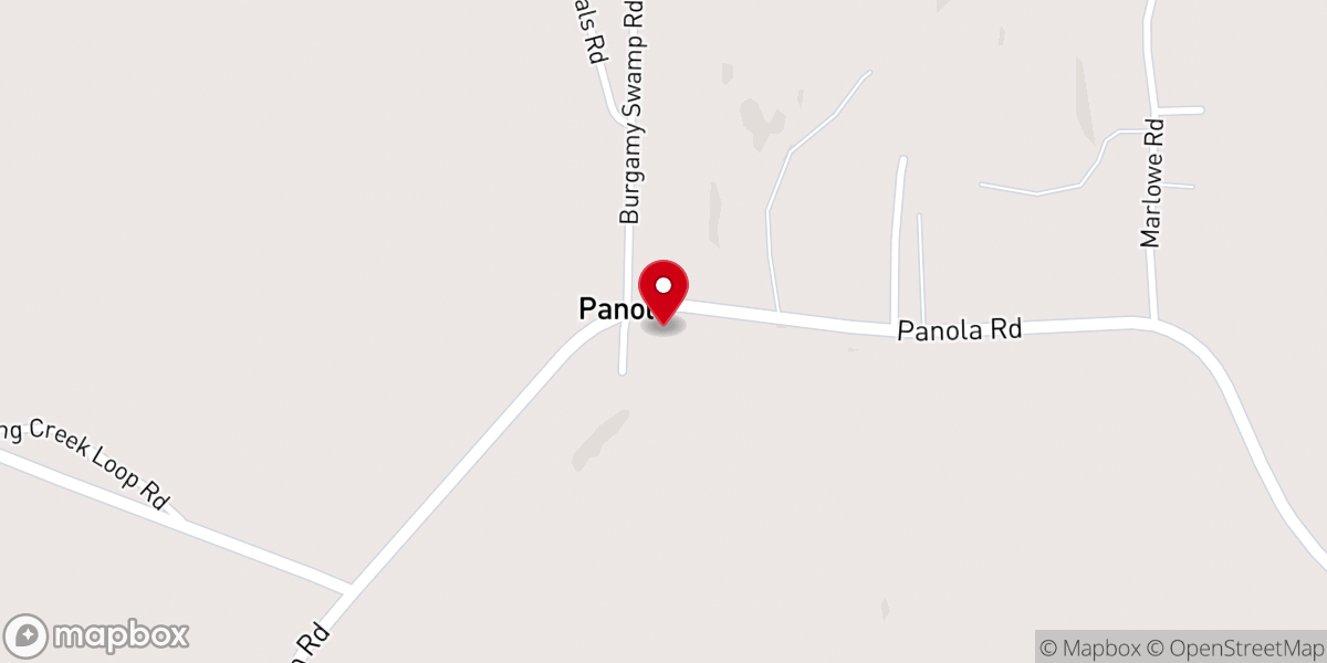 Map showing location of Panola Church