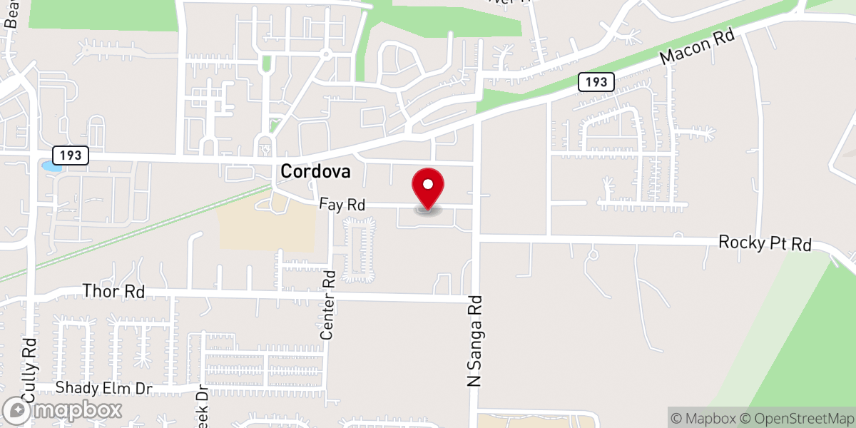 Map showing location of Cordova Presbyterian Church