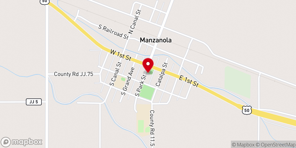 Map showing location of Manzanola United Methodist Church