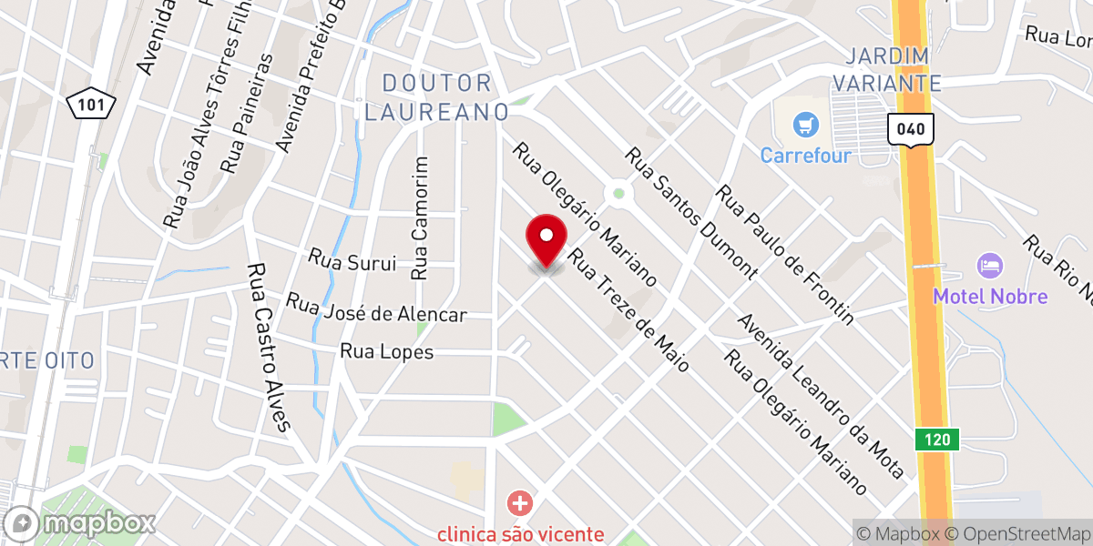 Map showing location of Igreja Batista Belém Caxias