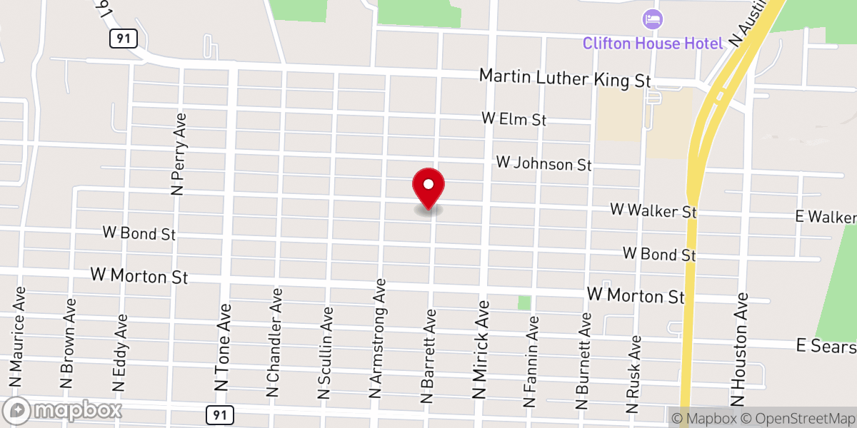Map showing location of Antioch Baptist Church
