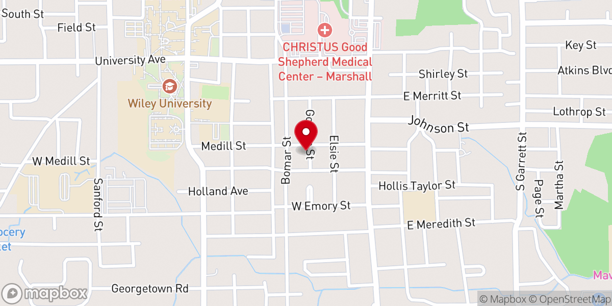 Map showing location of Marshall Missionary Baptist Church